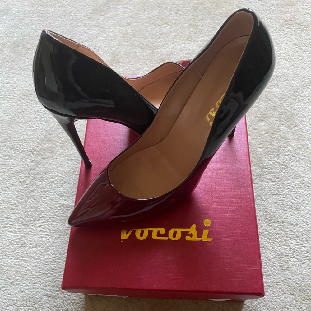 Black and Wine Heels, Size 9, Brand: Vocosi